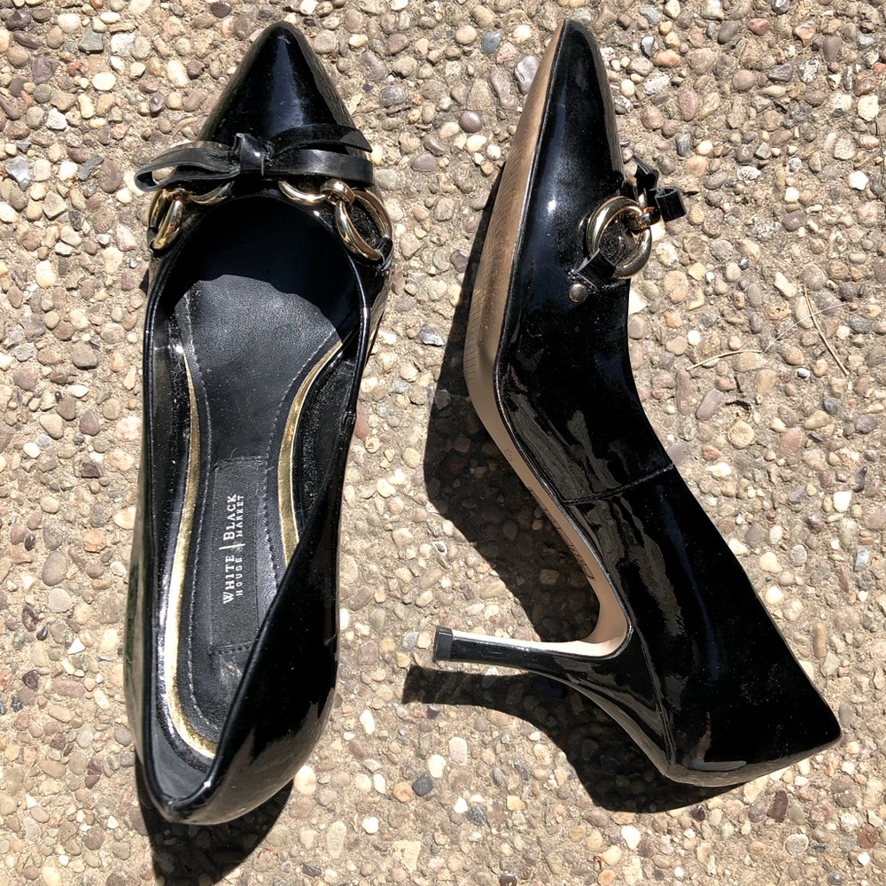 Black patent heel
